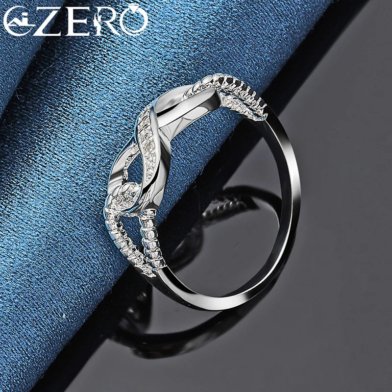 ALIZERO 925 Sterling Silver Zircon 8-Shape Ring