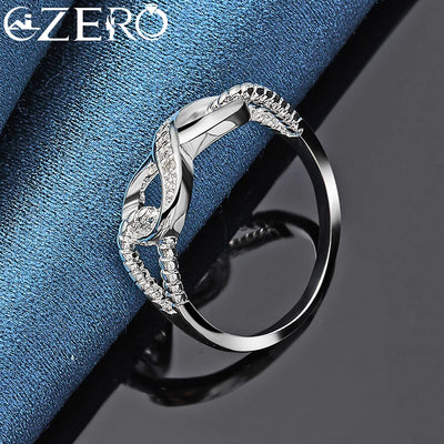 ALIZERO 925 Sterling Silver Zircon 8-Shape Ring