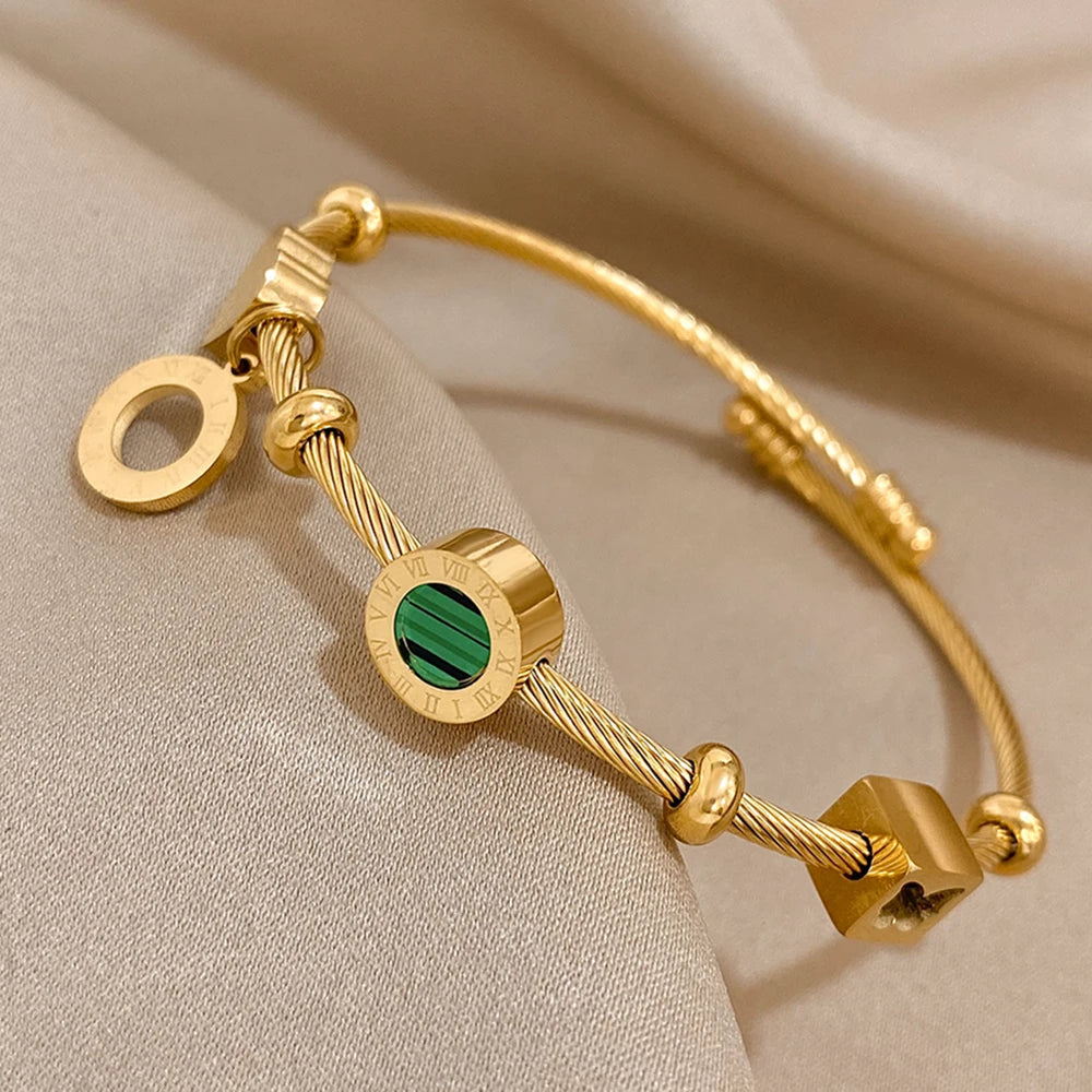 AENSOA 316L Stainless Steel Malachite Roman
