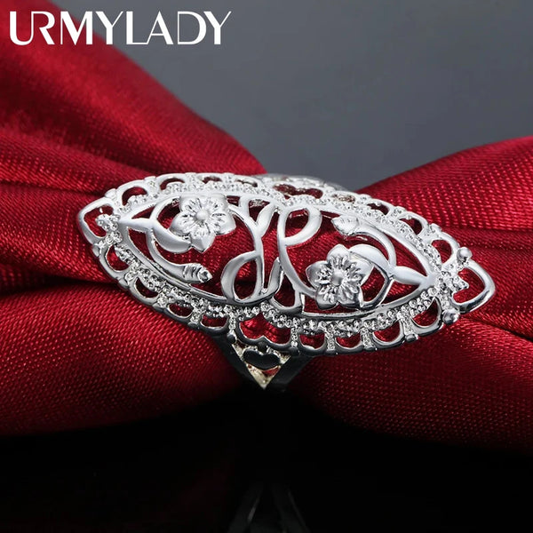New 925 Sterling Silver Rings For Women fine Retro Hollow