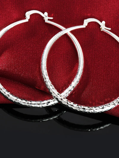 Charms fine 925 Sterling Silver 5CM circle hoop Earrings