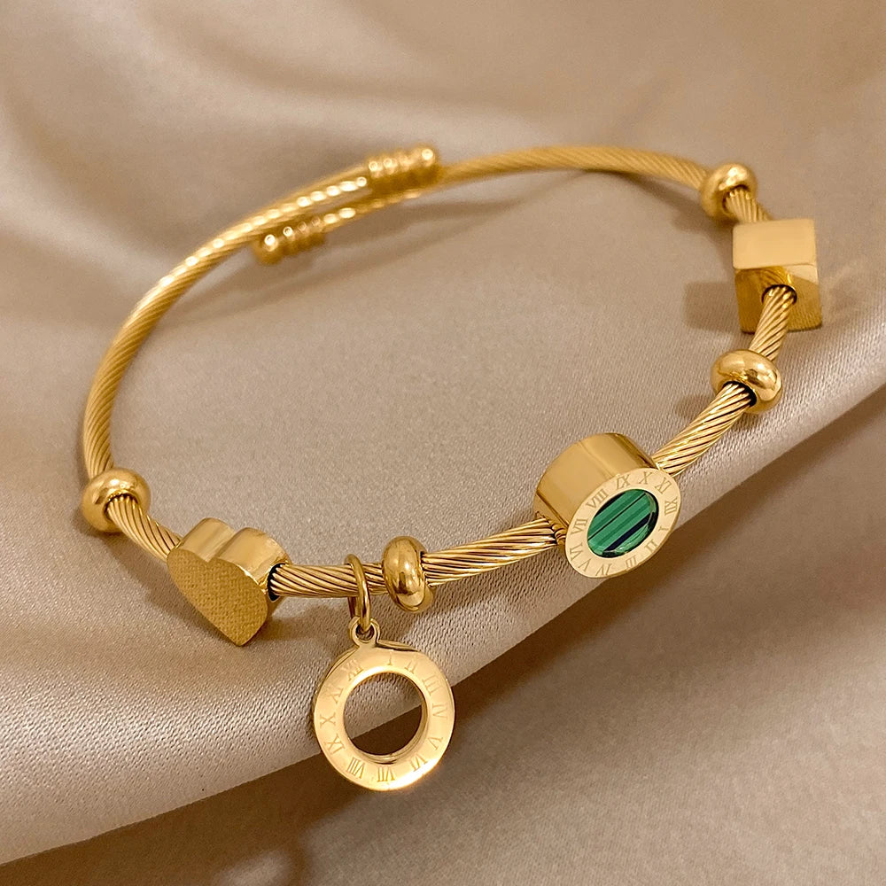 AENSOA 316L Stainless Steel Malachite Roman
