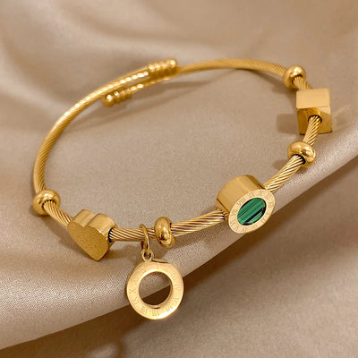 AENSOA 316L Stainless Steel Malachite Roman