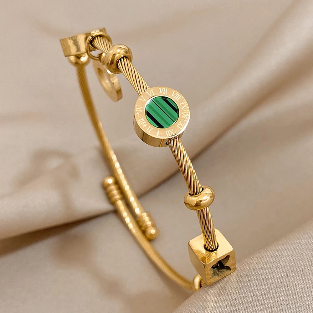 AENSOA 316L Stainless Steel Malachite Roman