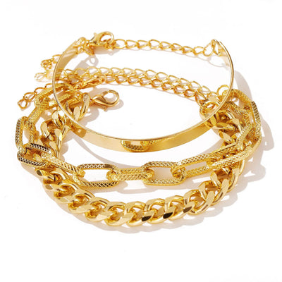 Bohemian Metal Chain Bracelet Set For Women Geometric