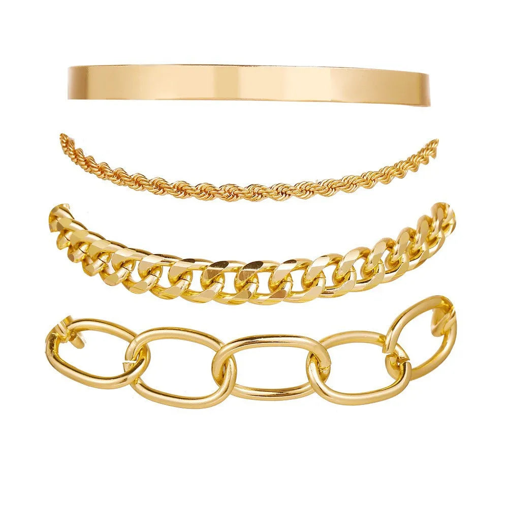 Bohemian Metal Chain Bracelet Set For Women Geometric