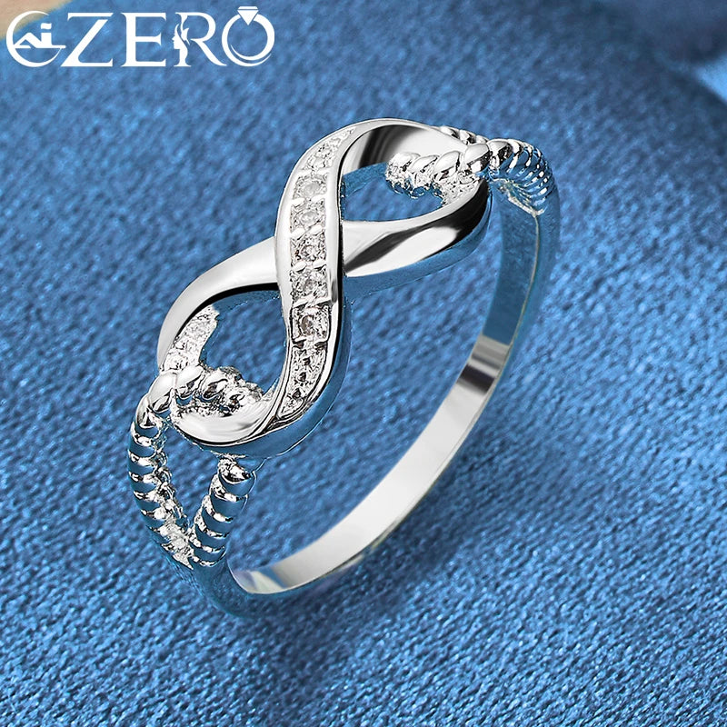 ALIZERO 925 Sterling Silver Zircon 8-Shape Ring