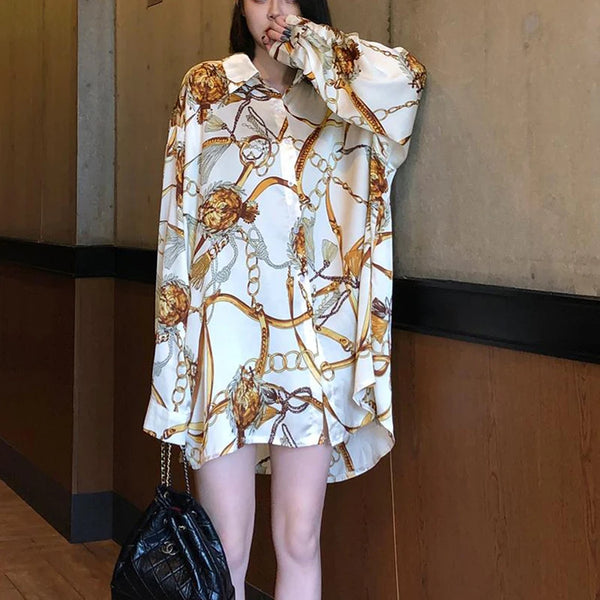 casual loose shirts dress oversized Women's