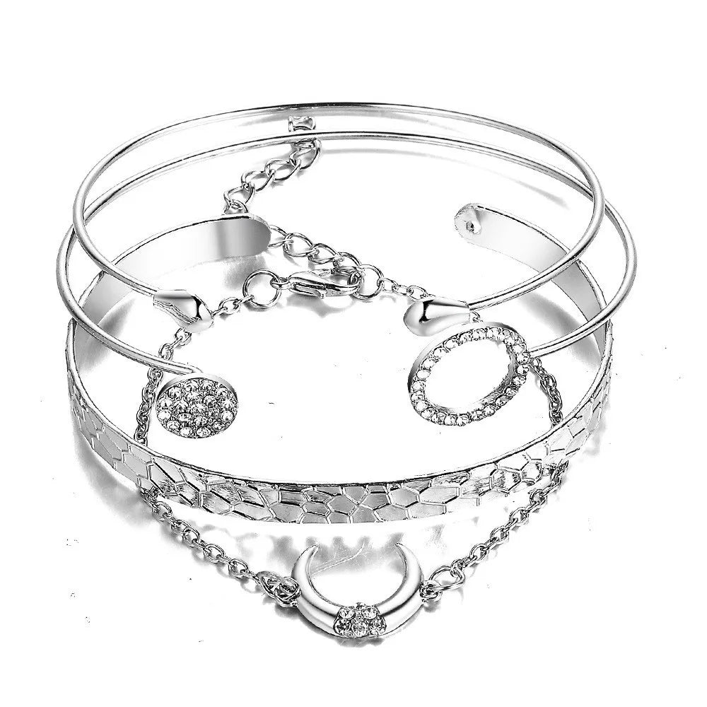 Bohemian Metal Chain Bracelet Set For Women Geometric