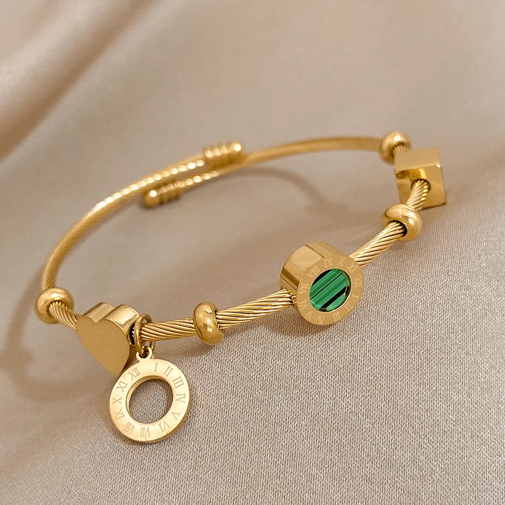 AENSOA 316L Stainless Steel Malachite Roman