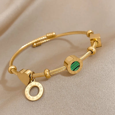 AENSOA 316L Stainless Steel Malachite Roman