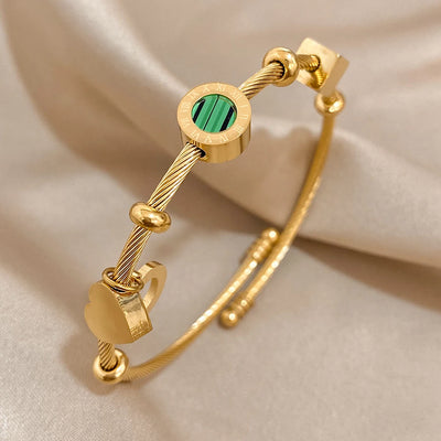 AENSOA 316L Stainless Steel Malachite Roman