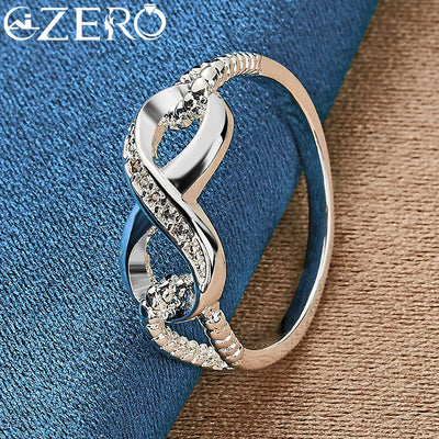 ALIZERO 925 Sterling Silver Zircon 8-Shape Ring