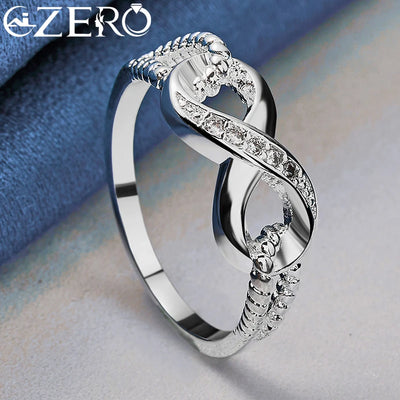 ALIZERO 925 Sterling Silver Zircon 8-Shape Ring