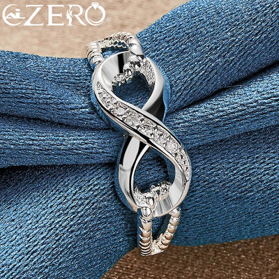 ALIZERO 925 Sterling Silver Zircon 8-Shape Ring