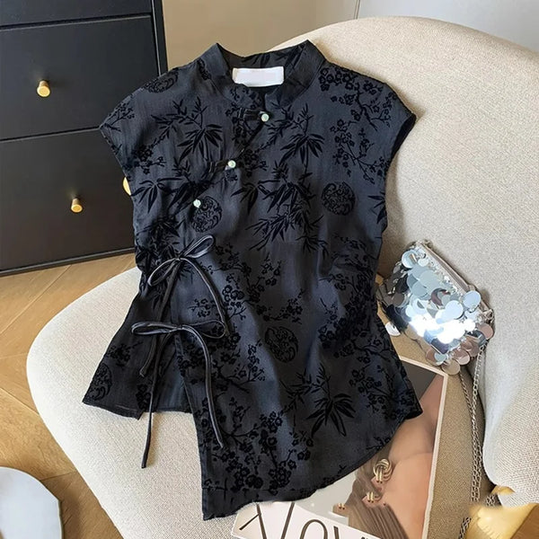 Retro Thin Shirt New Chinese Style Cheongsam Top