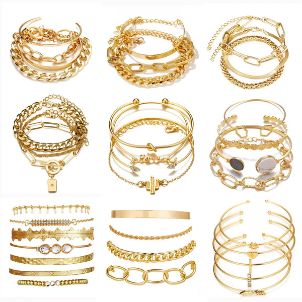 Bohemian Metal Chain Bracelet Set For Women Geometric
