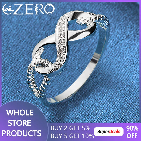 ALIZERO 925 Sterling Silver Zircon 8-Shape Ring