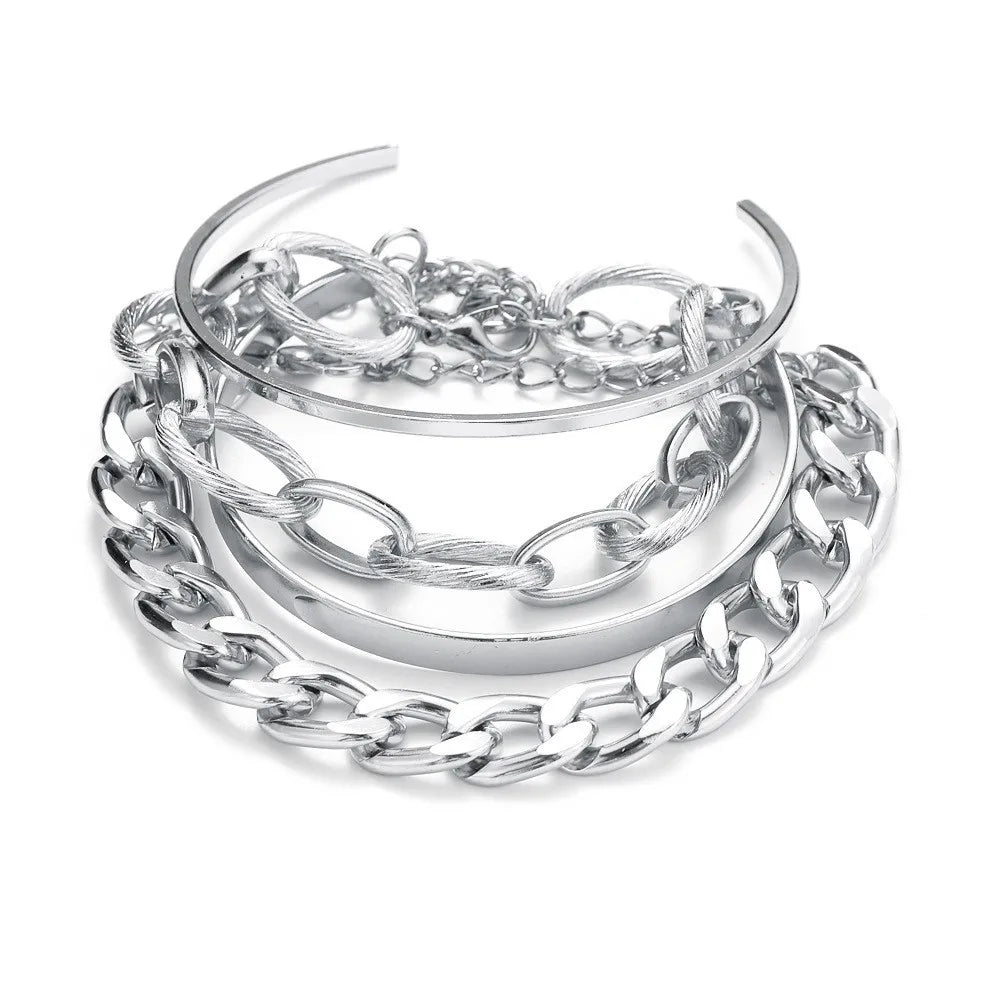Bohemian Metal Chain Bracelet Set For Women Geometric