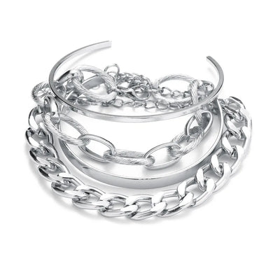 Bohemian Metal Chain Bracelet Set For Women Geometric
